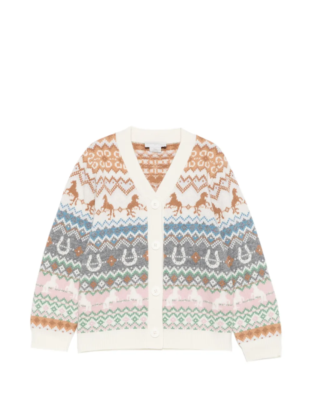Stella McCartney Kids intarsia-knit button-up cardigan - Toni neutri