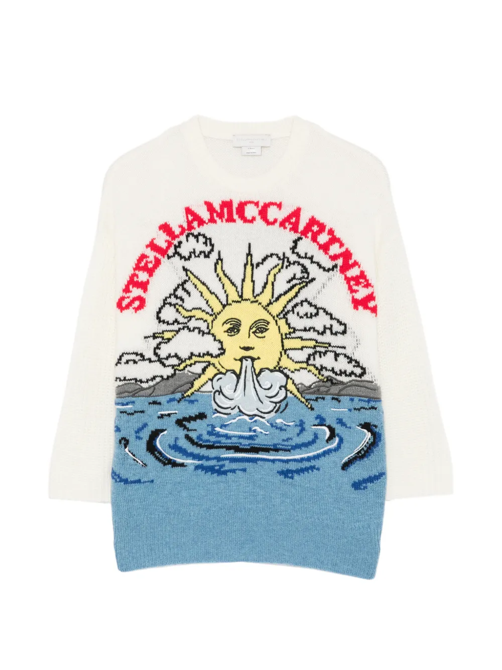 Stella McCartney Kids logo-intarsia sun-motif sweater - Bianco