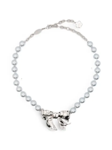 SHUSHU/TONG bow-pendant faux-pearl necklace