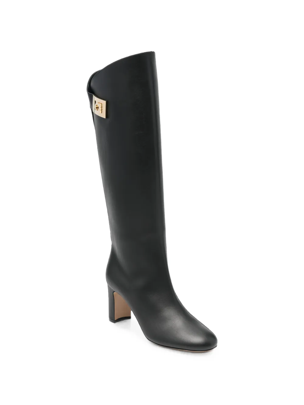 Ferragamo Elli Gancini-buckle leather boots Zwart