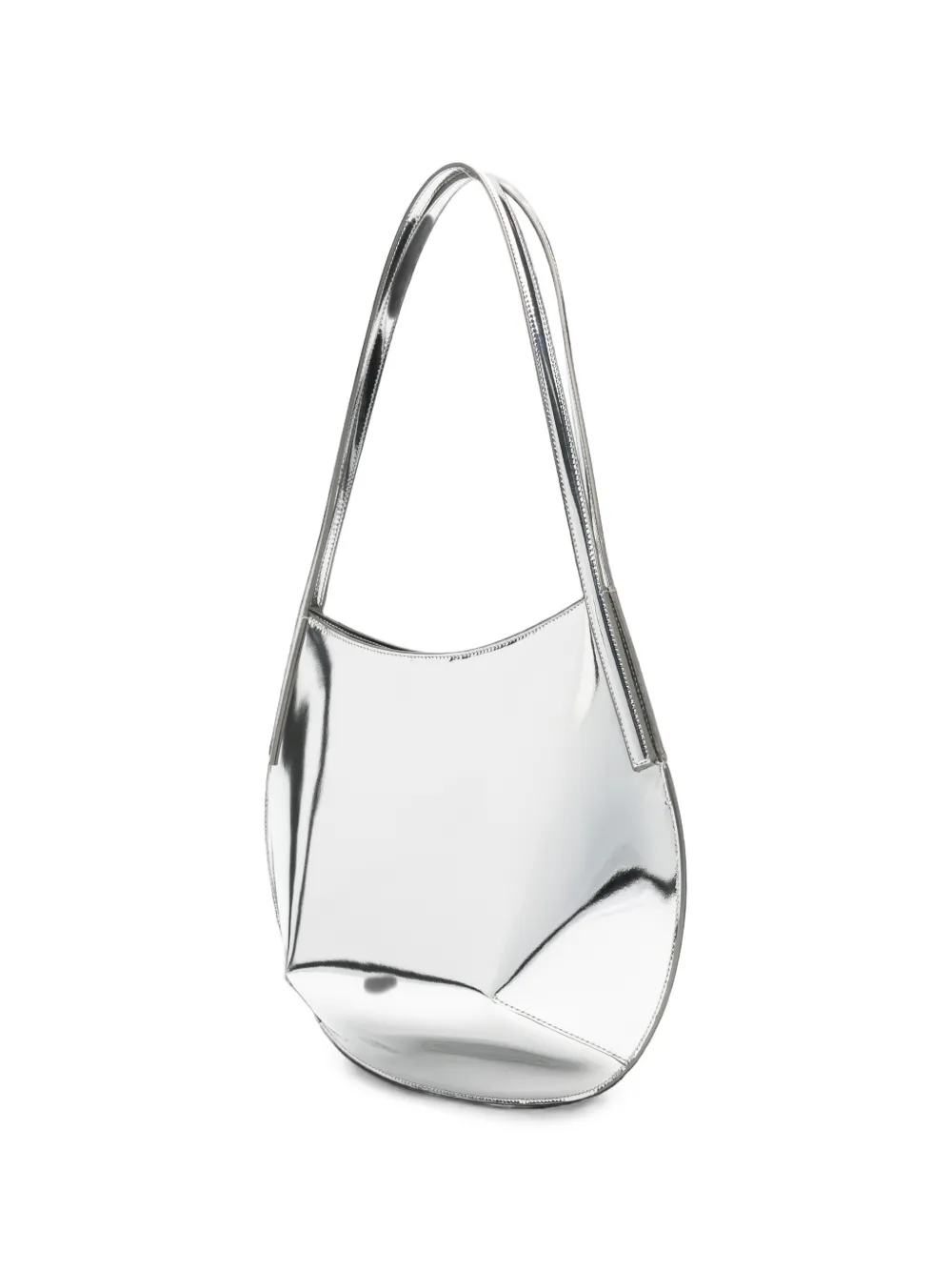 Jil Sander Kante leren schoudertas met metallic-effect Zilver