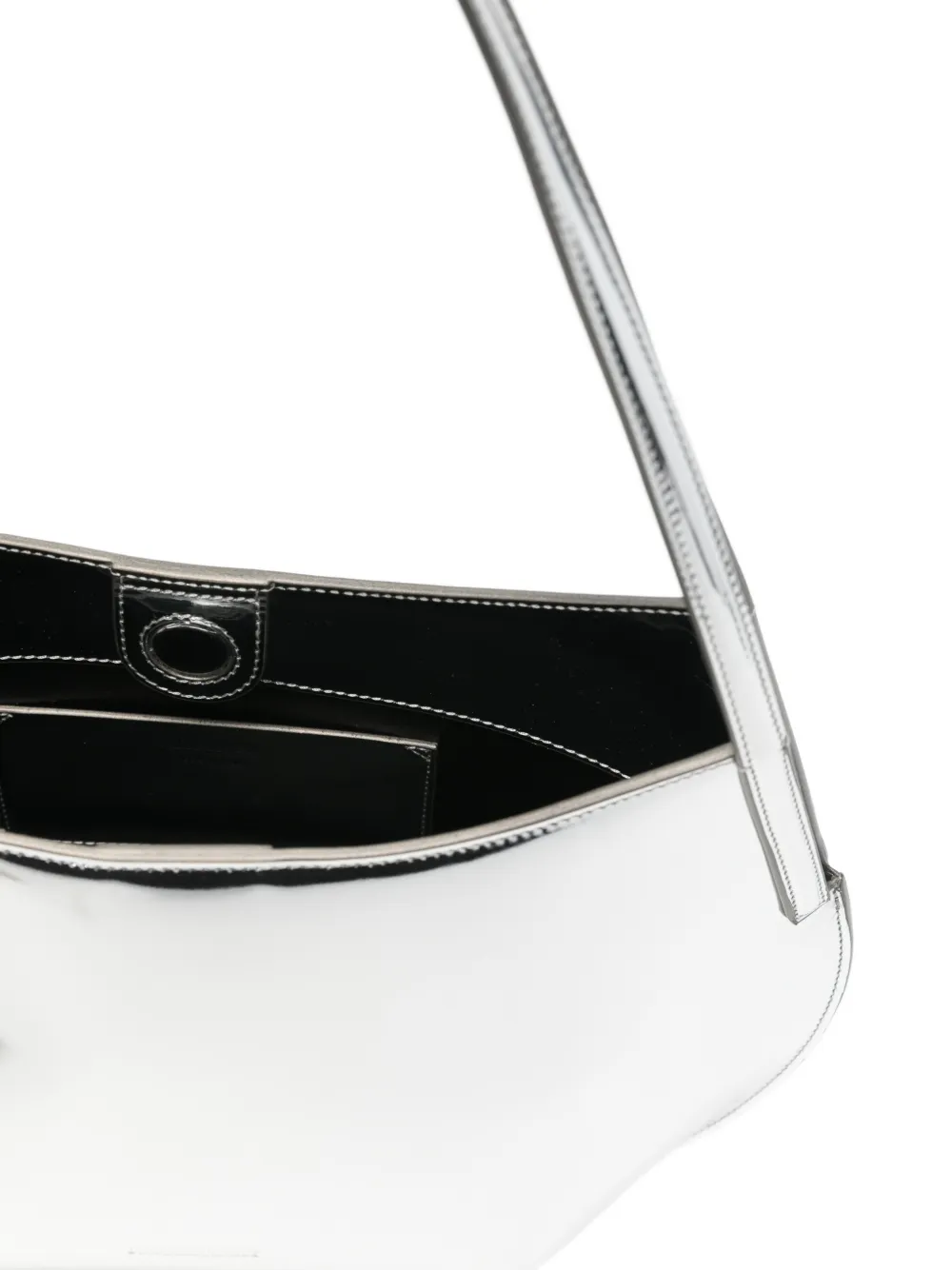 Jil Sander Kante leren schoudertas met metallic-effect Zilver