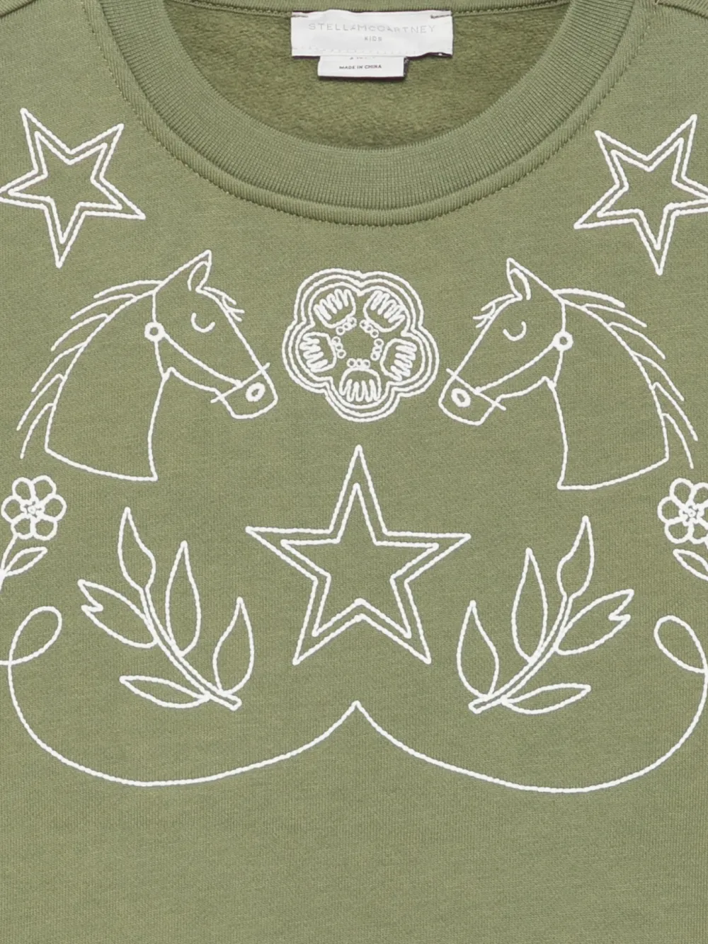 Stella McCartney Kids Sweater met geborduurd paard-patroon Groen