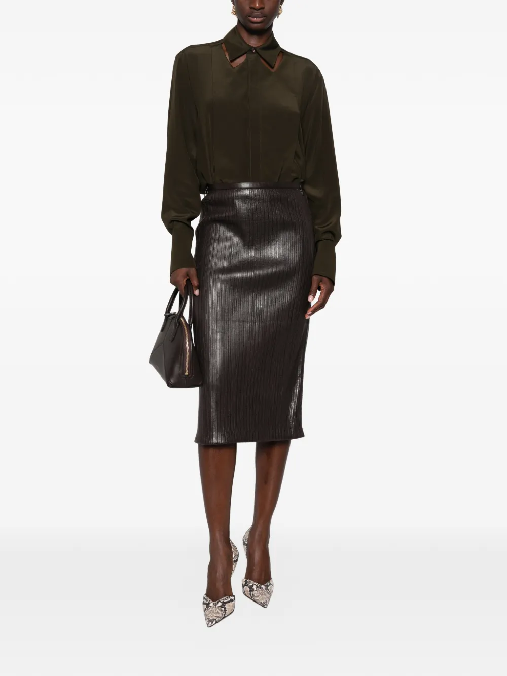 Victoria Beckham cut-out long-sleeve shirt Groen