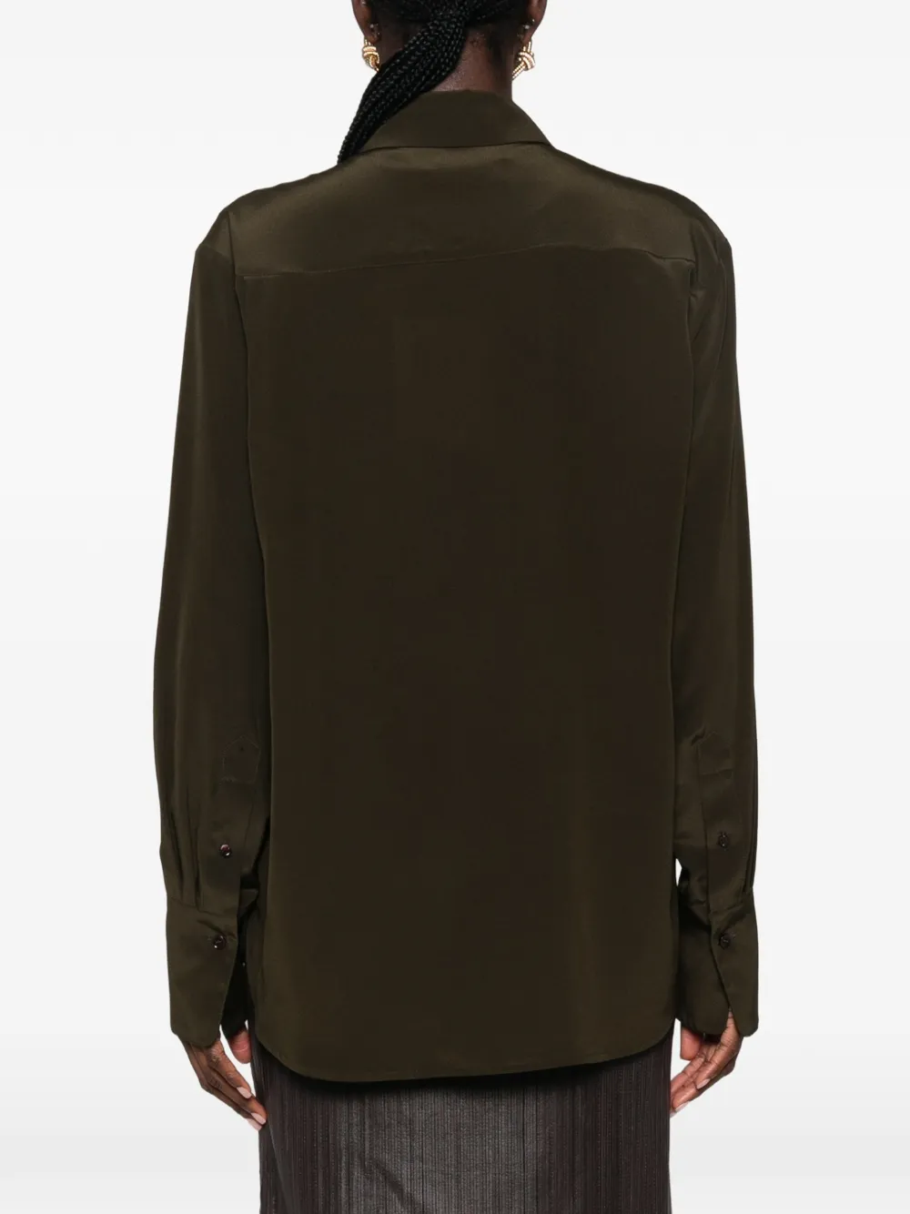 Victoria Beckham cut-out long-sleeve shirt Groen