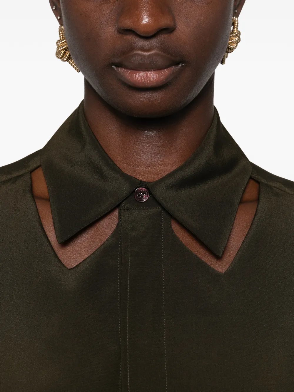 Victoria Beckham cut-out long-sleeve shirt Groen