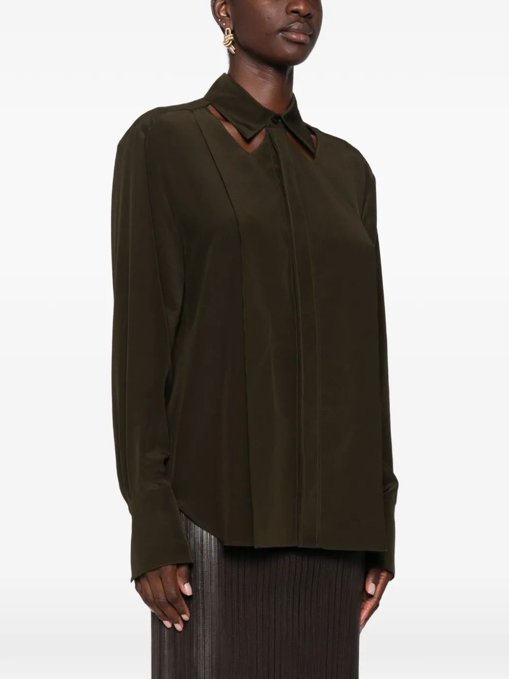 Victoria Beckham cut-out long-sleeve shirt Groen