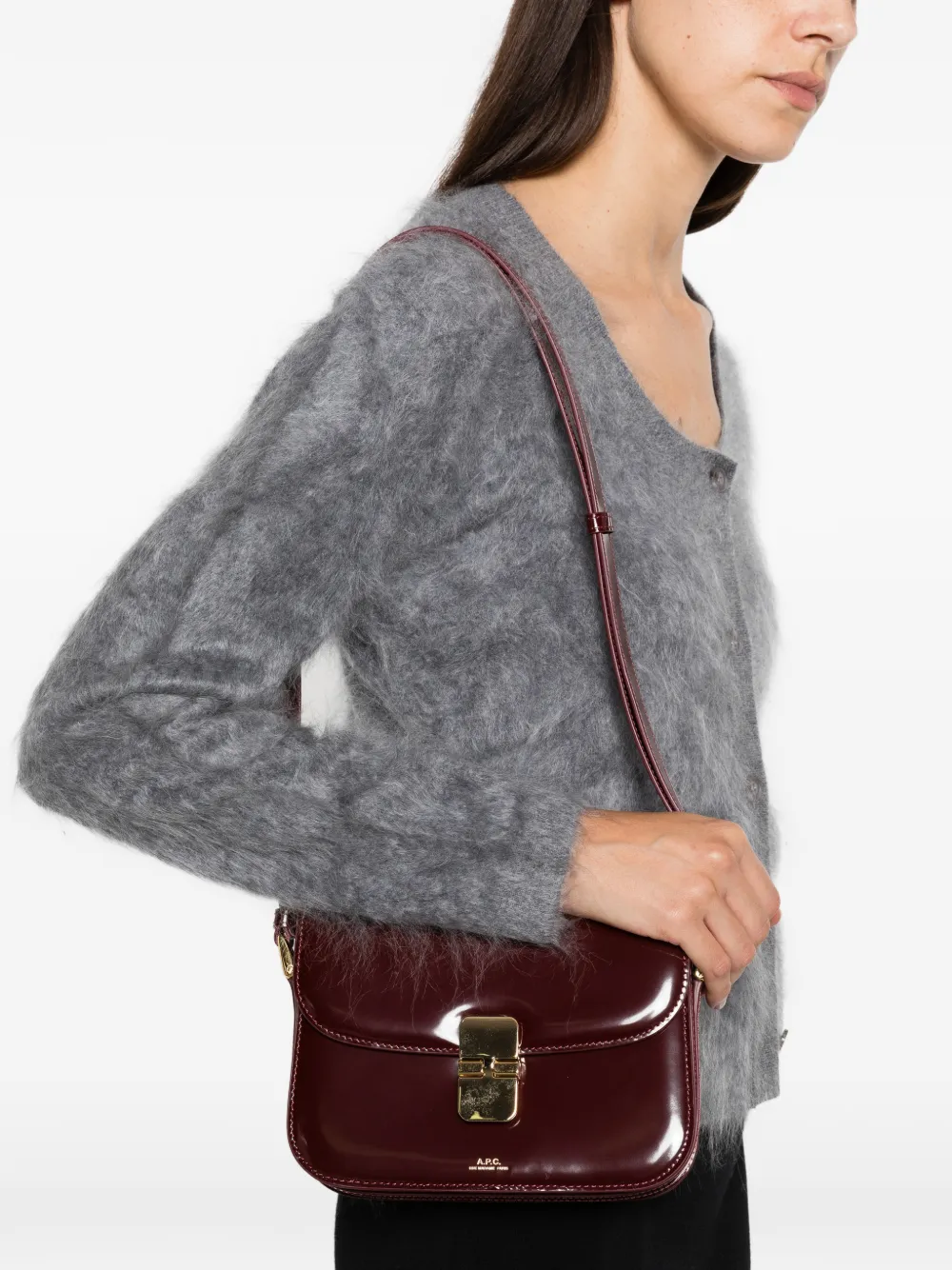 A.P.C. Kleine Grace lakleren schoudertas Rood