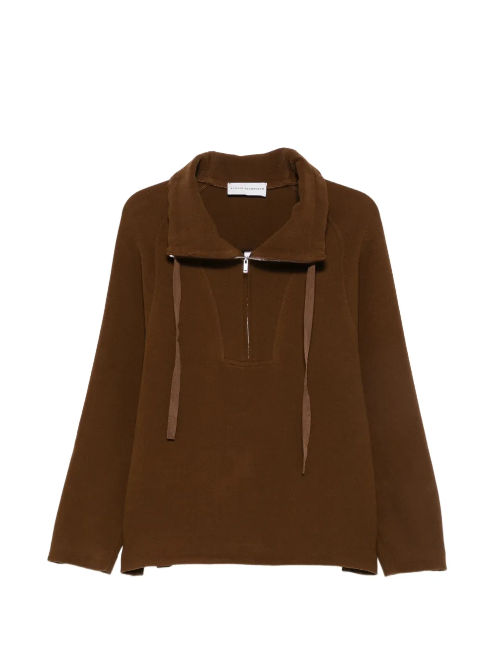 Studio Nicholson Quarter-zip Drawstring Sweatshirt in Brown