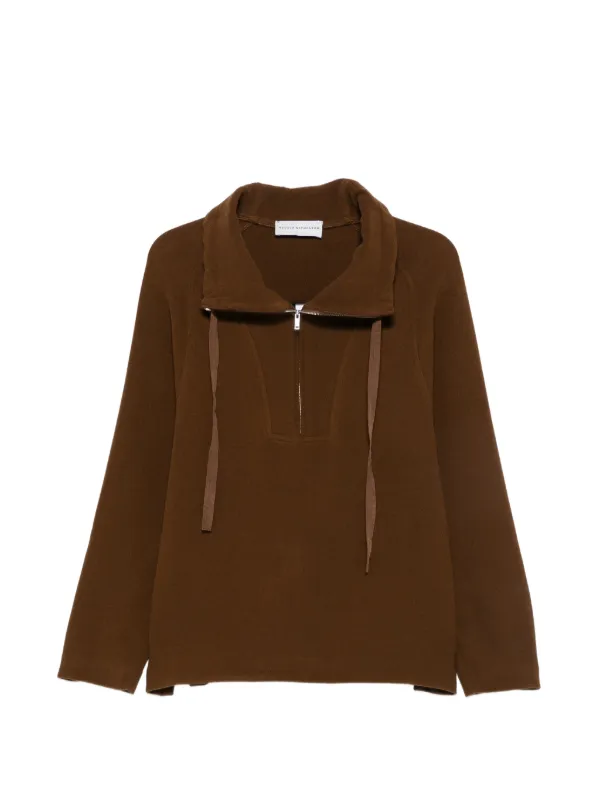 Studio Nicholson Quarter-zip Drawstring Sweatshirt in Brown