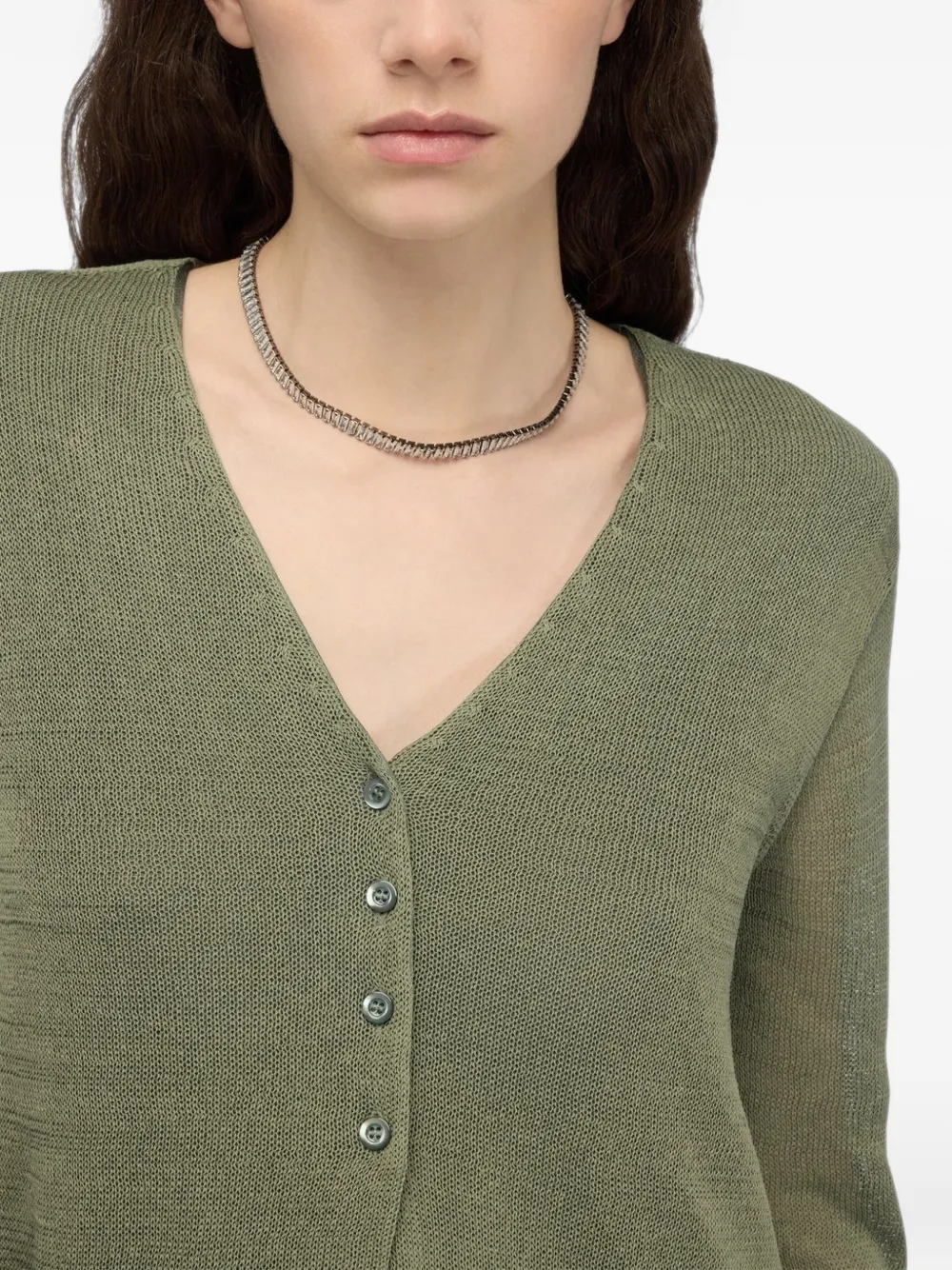 Semicouture Button-up vest met V-hals Groen