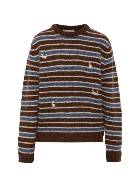 CARNE BOLLENTE rabbit-embroidered striped sweater
