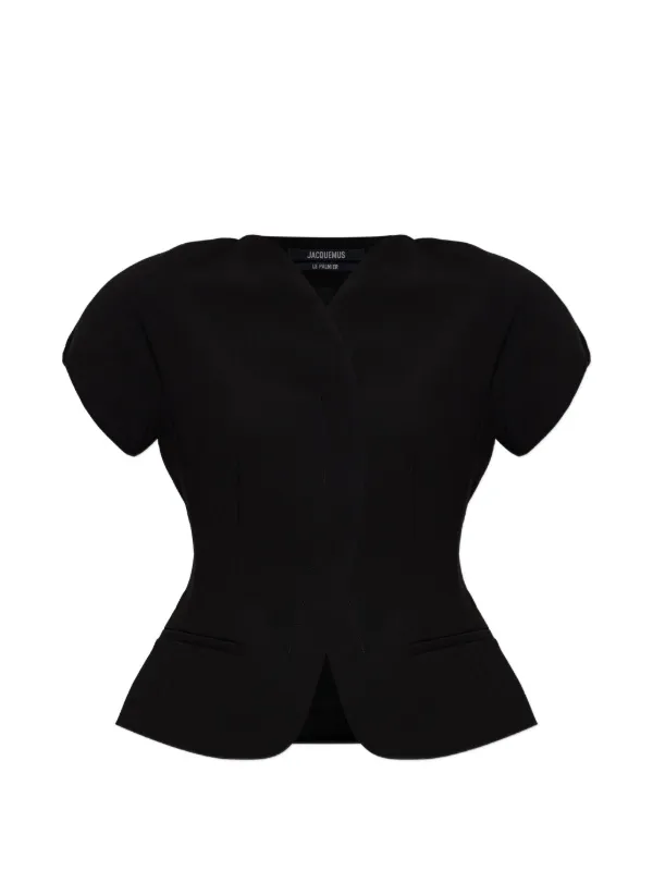 Jacquemus Ovalo Short-sleeved Blazer in Black