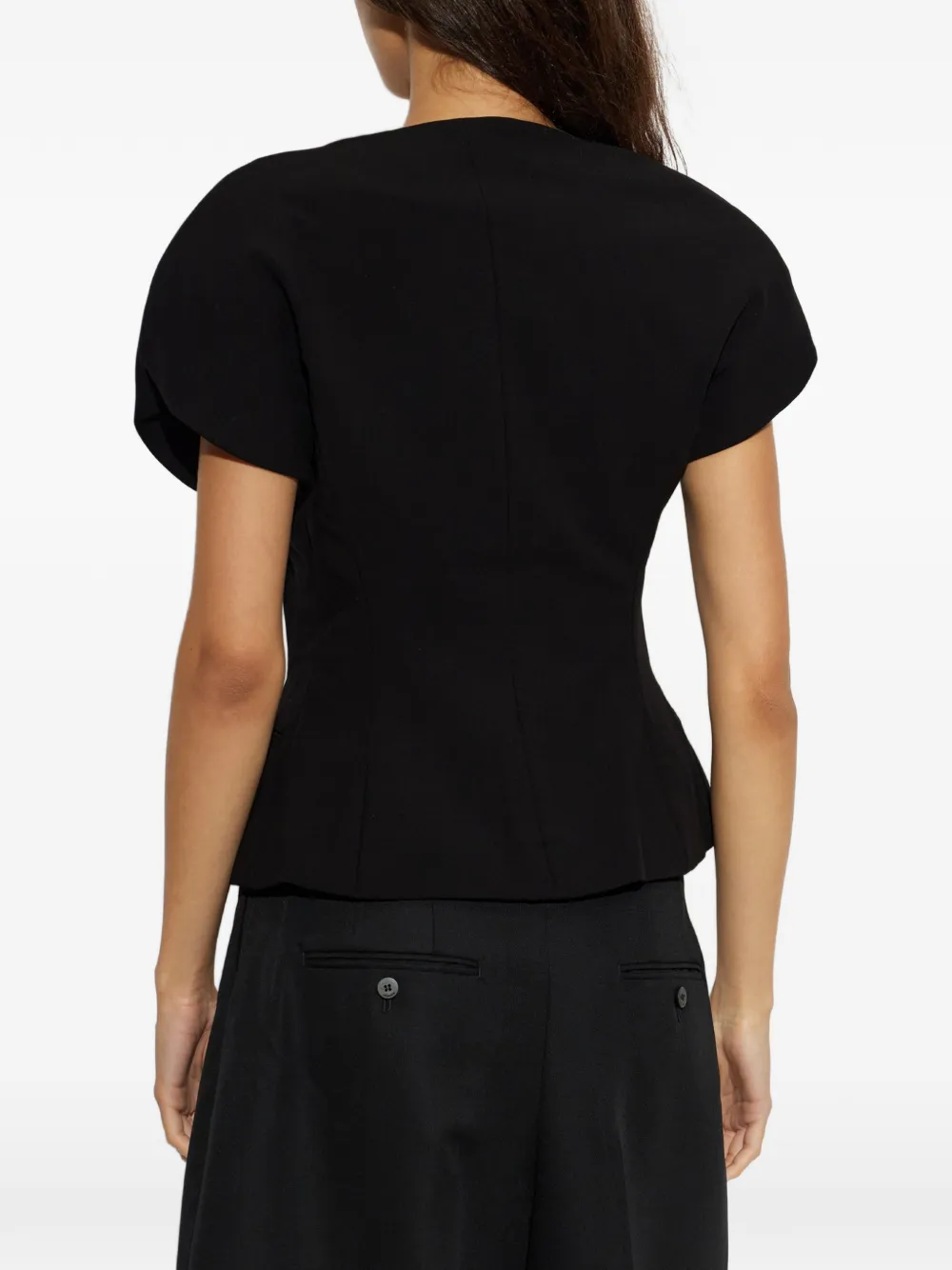 Jacquemus Ovalo Short-sleeved Blazer in Black, view 4