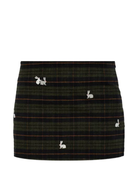 CARNE BOLLENTE check-pattern embroidered mini skirt