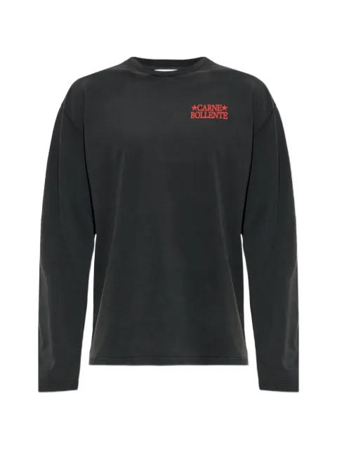 CARNE BOLLENTE logo-print rhinestone-embellished long-sleeve T-shirt