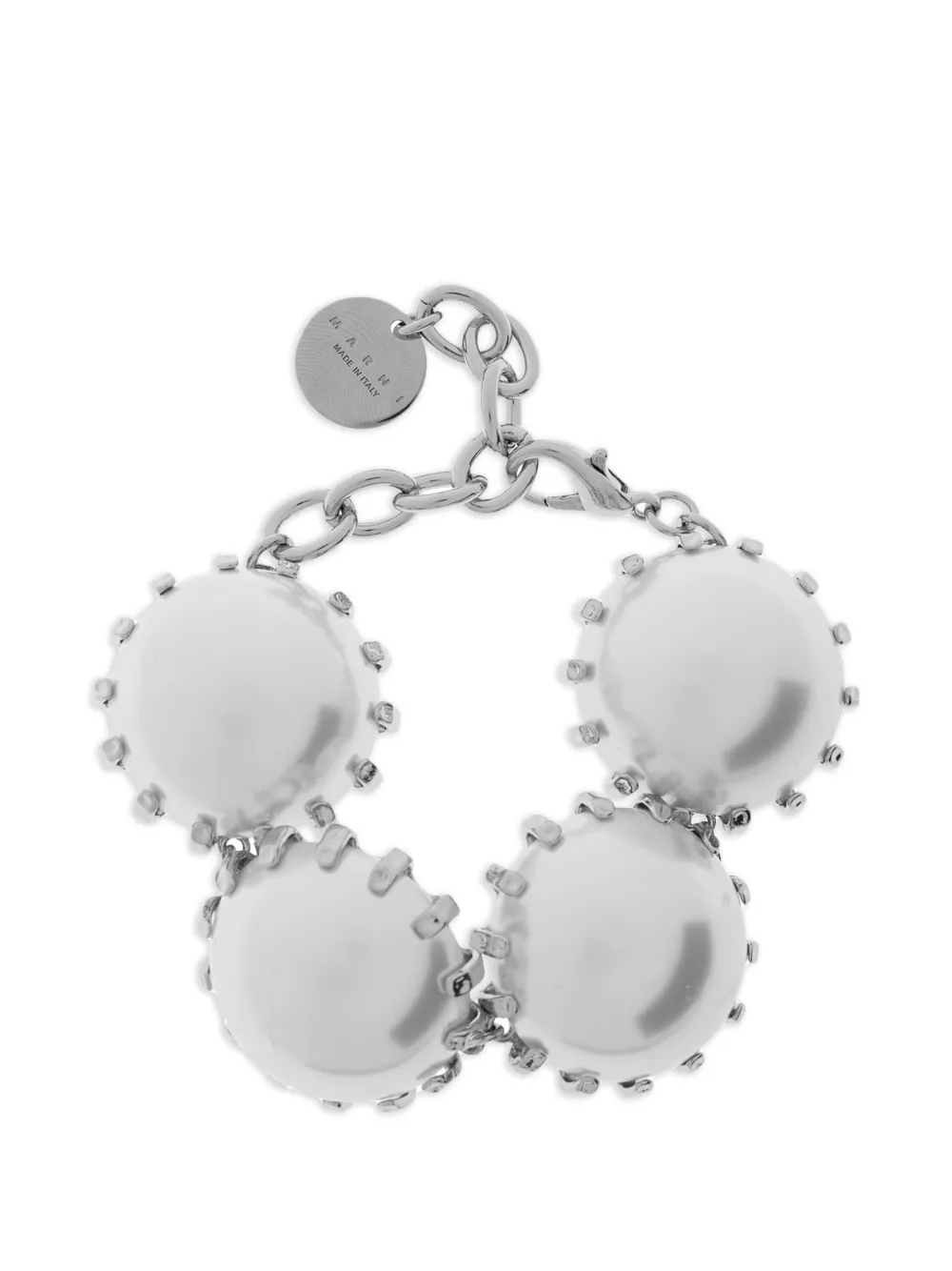 Marni pearl-embellished chain-link bracelet - Argento