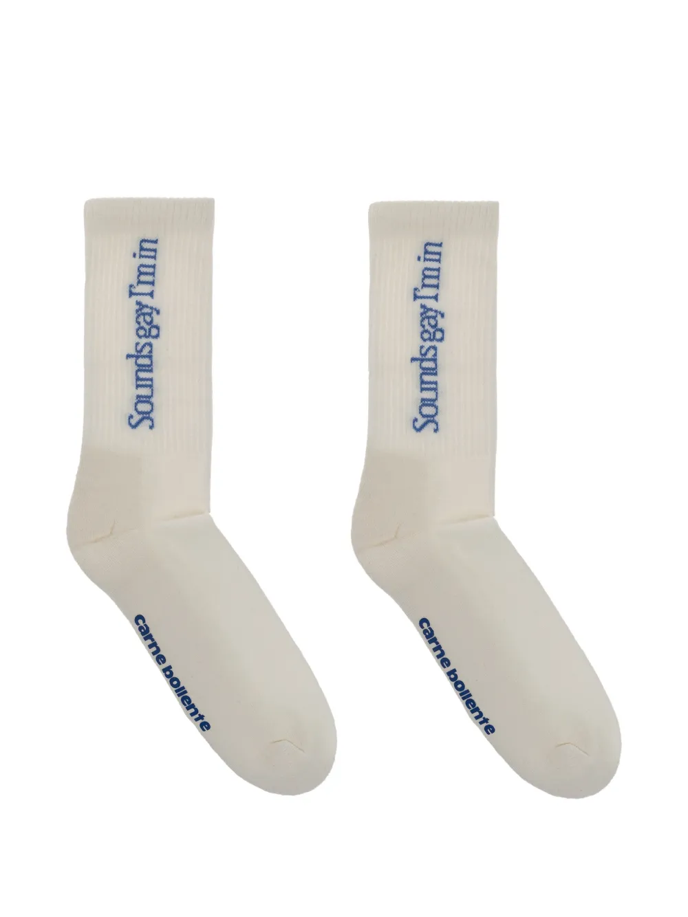 CARNE BOLLENTE logo-embroidered ribbed-knit socks - Bianco