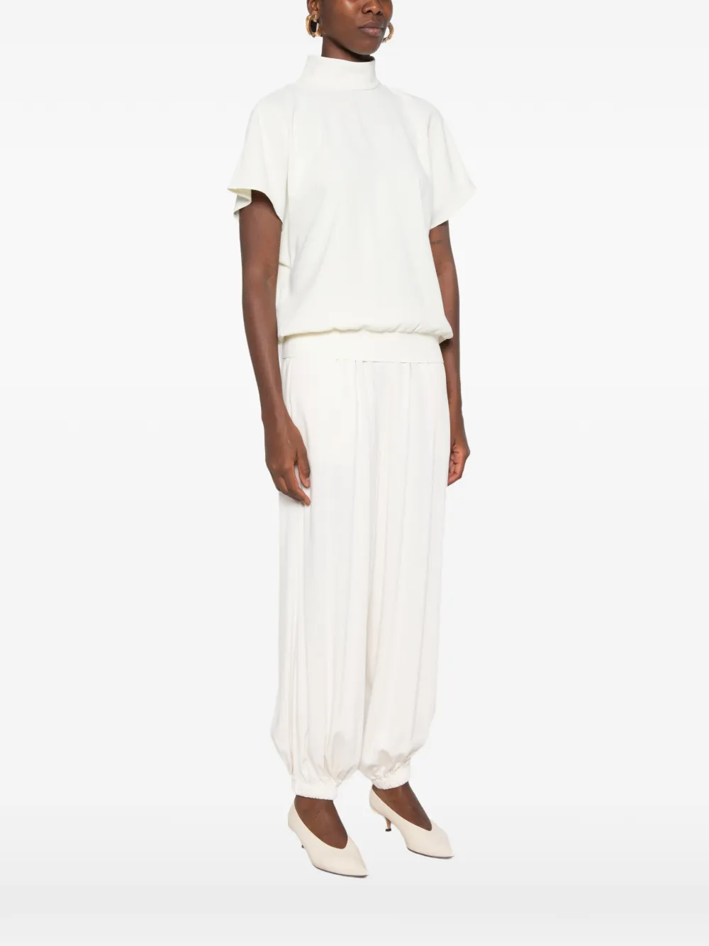 Eleh Gedrapeerde blouse met open achterkant Beige