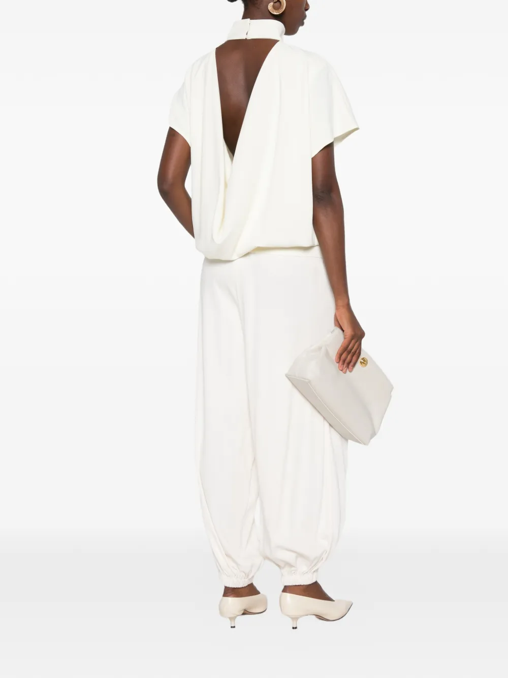 Eleh Gedrapeerde blouse met open achterkant Beige
