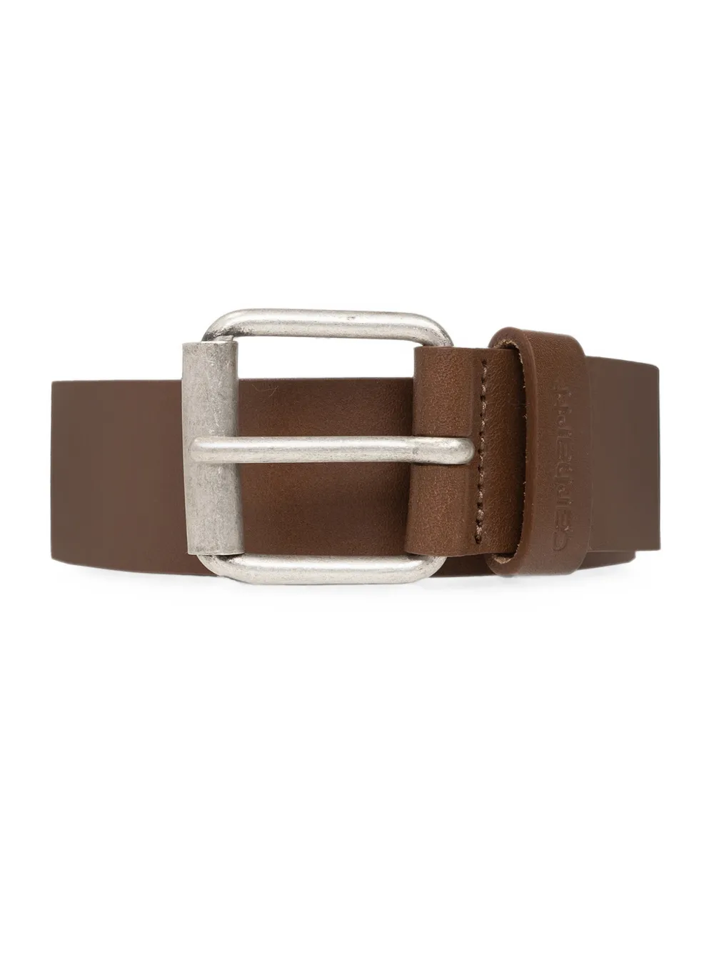 Carhartt WIP Script leren riem met logo-reliëf Bruin