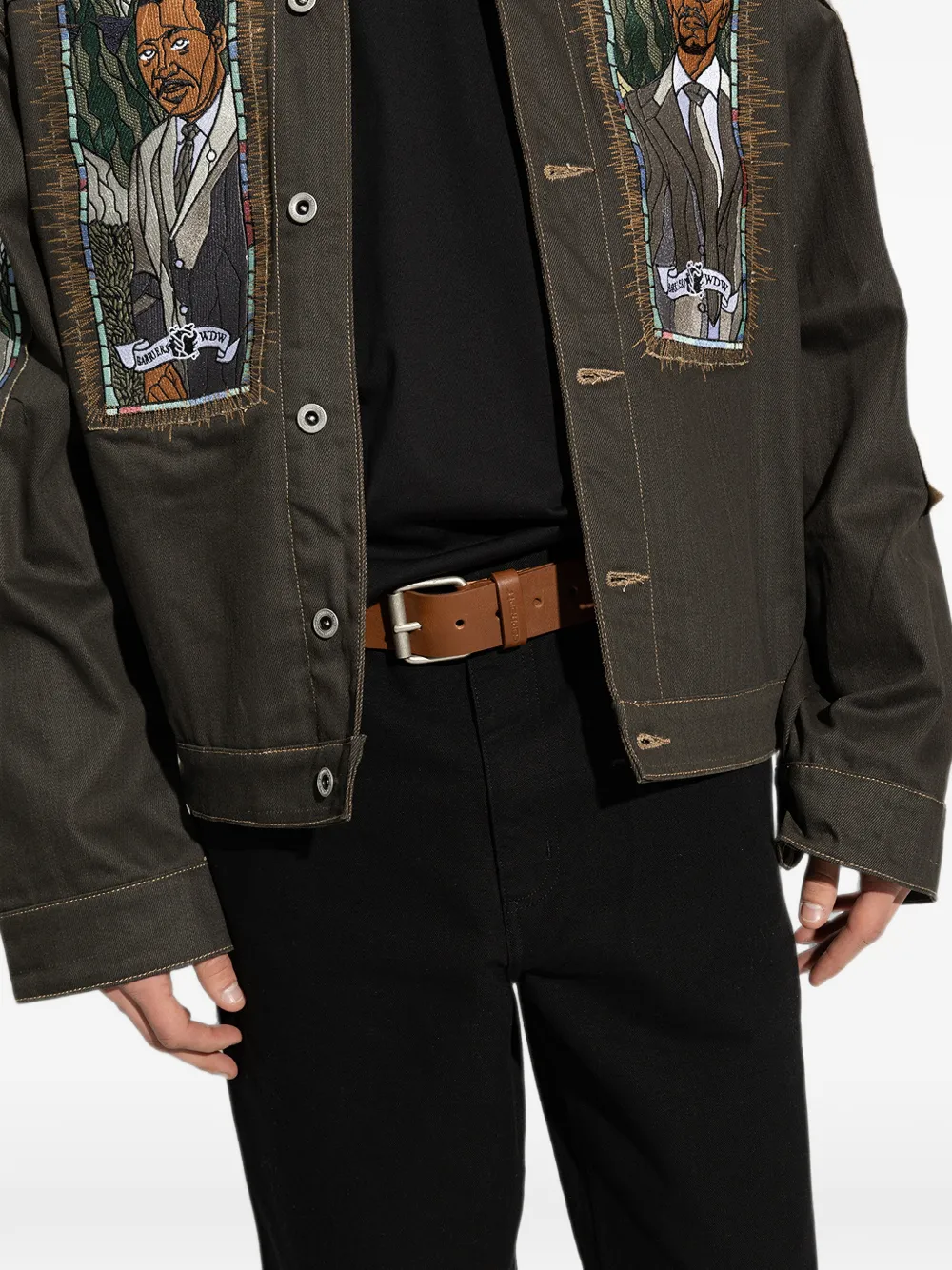 Carhartt WIP Script leren riem met logo-reliëf Bruin