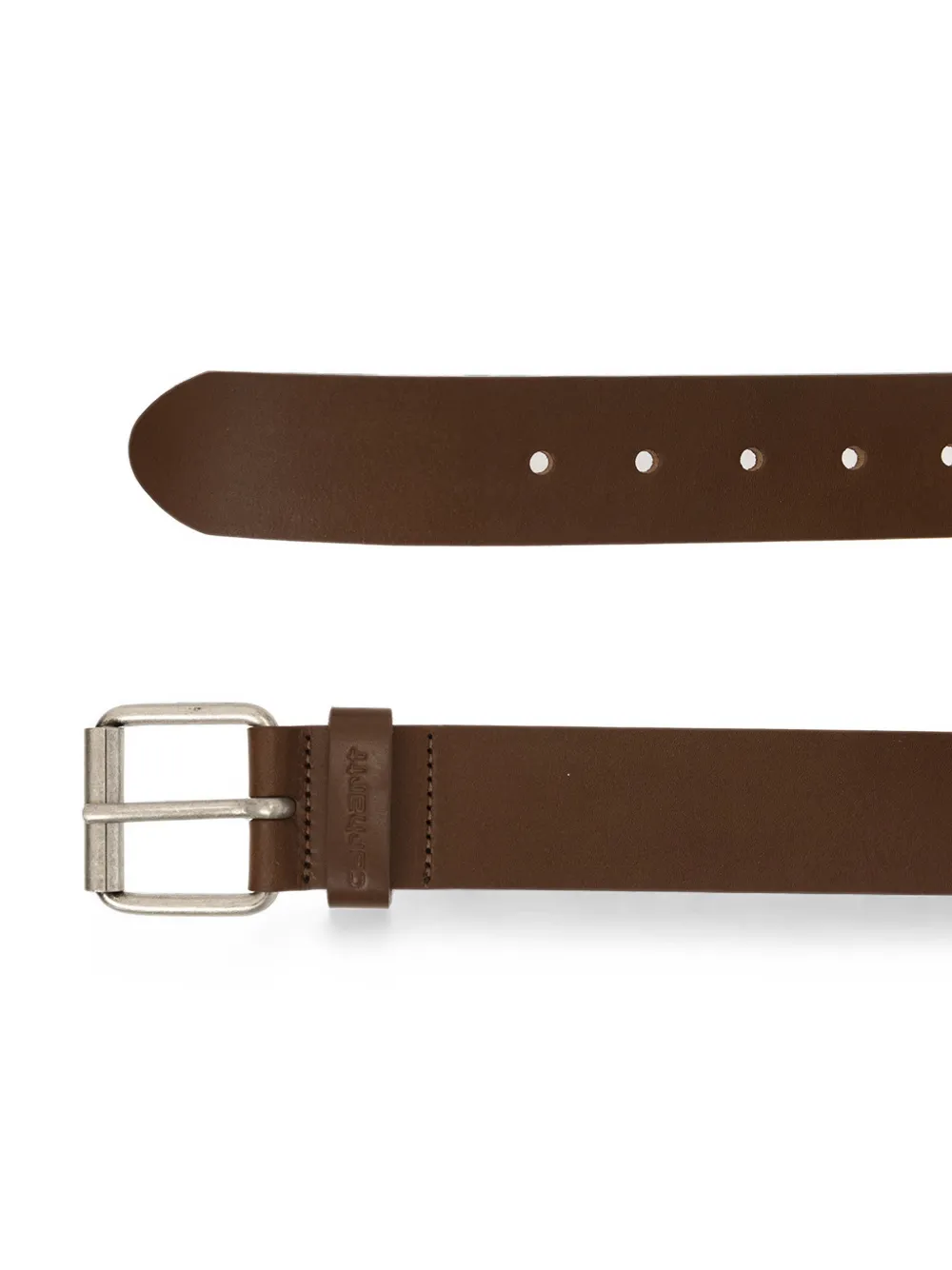 Carhartt WIP Script leren riem met logo-reliëf Bruin