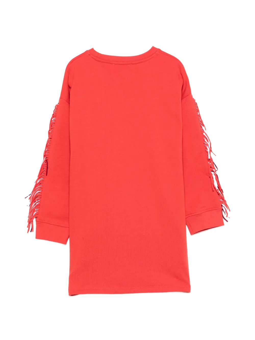 Stella McCartney Kids Jurk met franje afwerking en sterpatch Rood