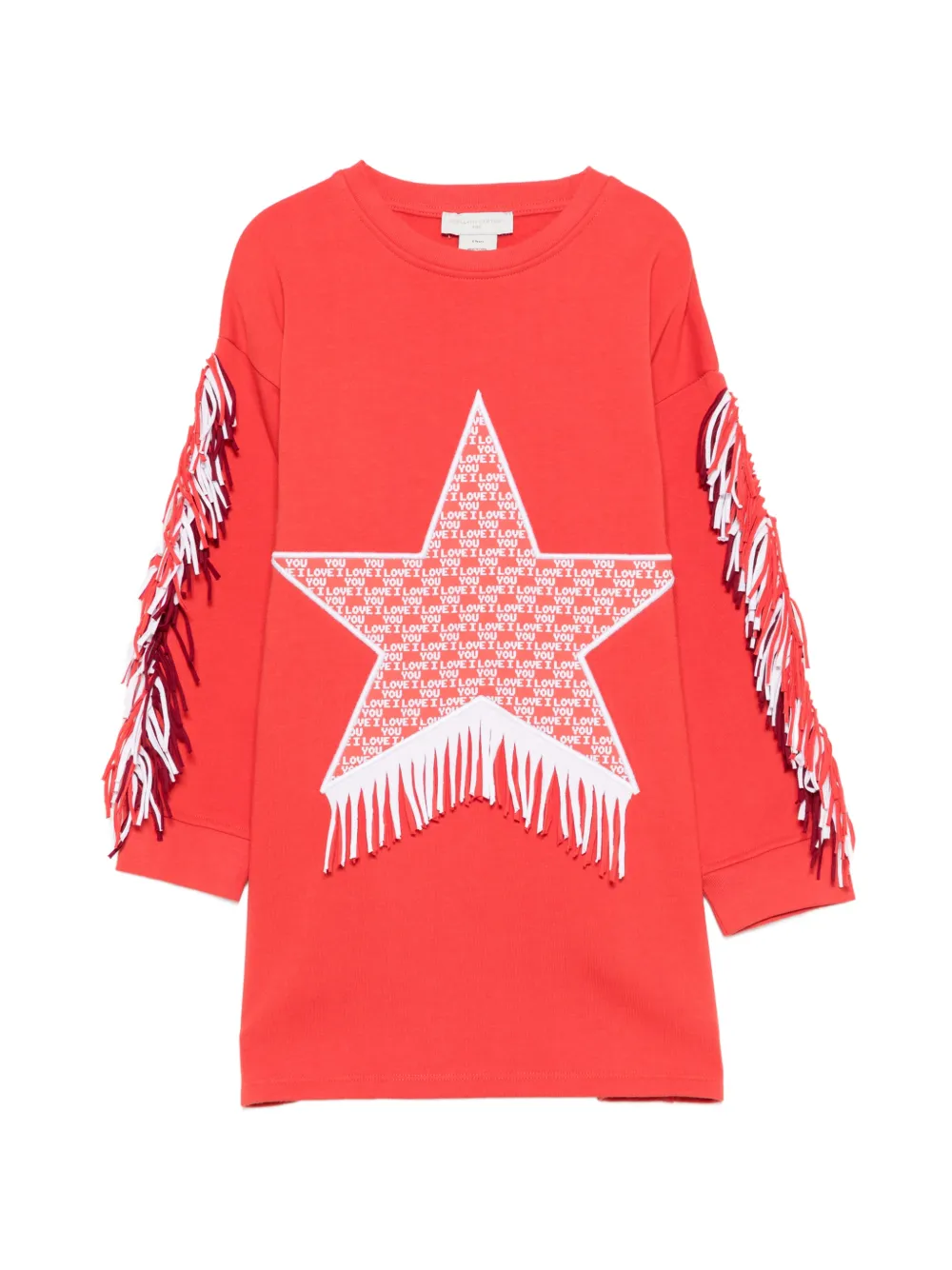 Stella McCartney Kids fringe-trimmed star-patch dress - Rosso