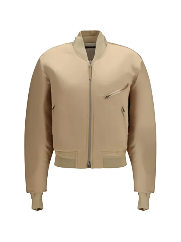 Tom Ford Padded Satin Bomber Jacket in Neutrals