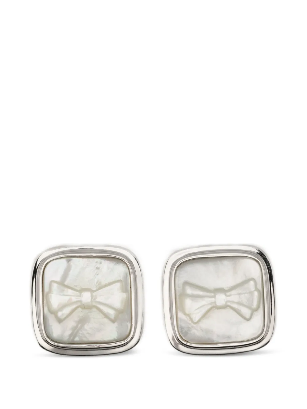 SHUSHU/TONG x Yvmin bow-detail square-frame earrings - Silber
