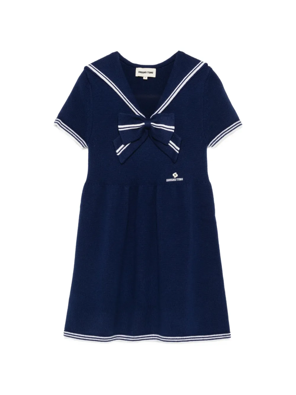 SHUSHU/TONG bow-detail sailor-collar mini dress