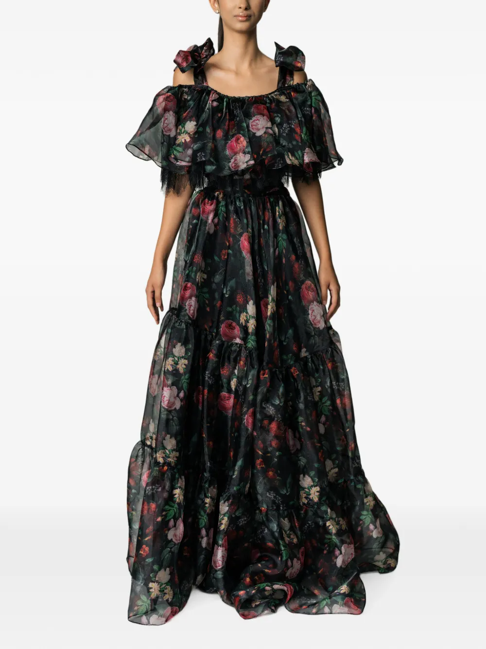 MIAU by Clara Rotescu floral-print ruffled maxi dress