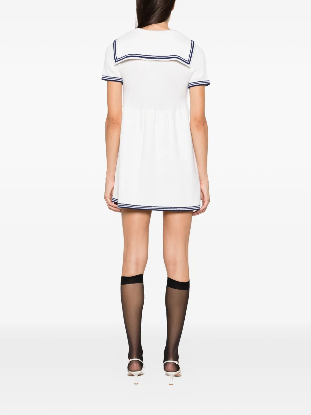 SHUSHU TONG bow-detail sailor-collar mini dress Wit
