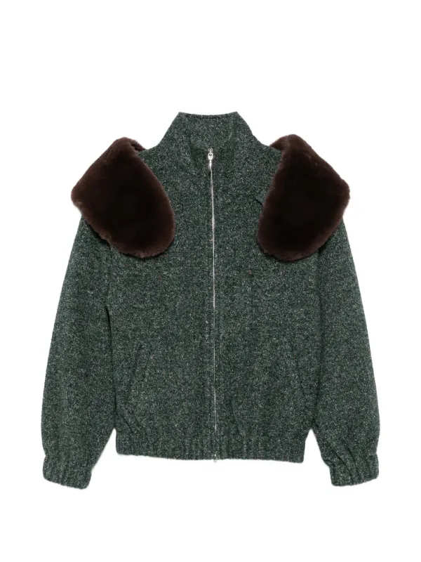 Shushu/Tong Faux-fur Trim Zip-up Jacket in Green