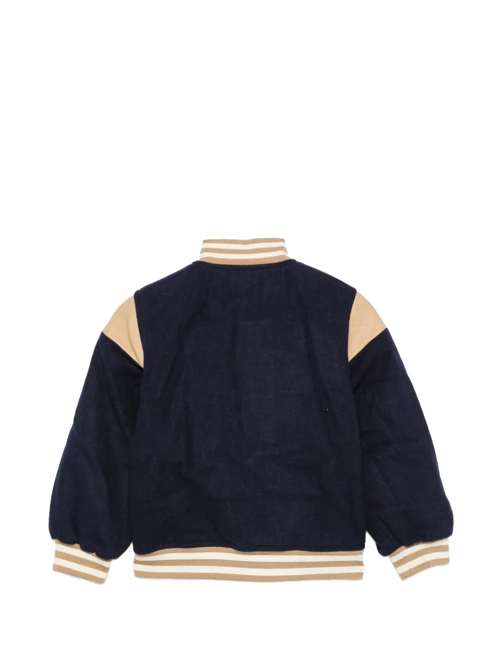 Stella McCartney Kids logo-patch varsity jacket Blauw