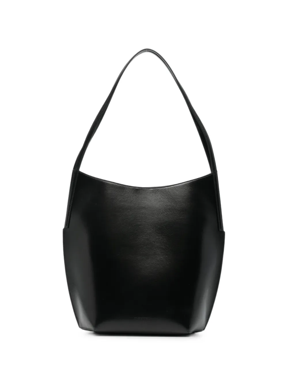 Jil Sander Kante Leather Shoulder Bag In Black