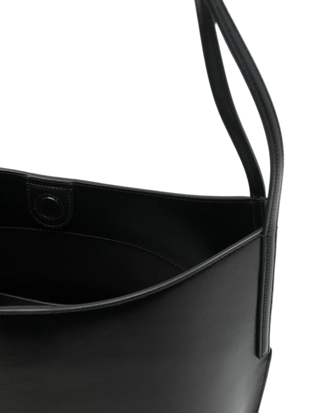 Jil Sander Kante leren schoudertas Zwart