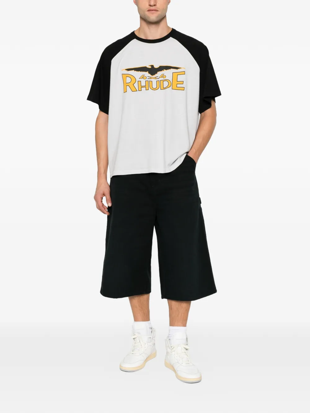 RHUDE 4x4 Spirit logo-print raglan-sleeve T-shirt Grijs
