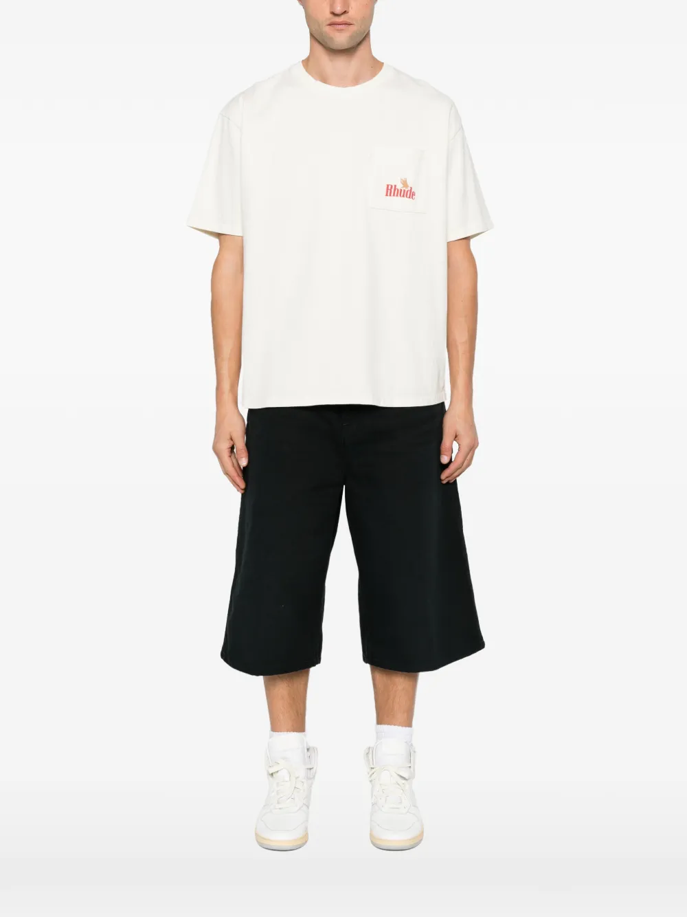RHUDE American Spirit logo-print pocket T-shirt Beige