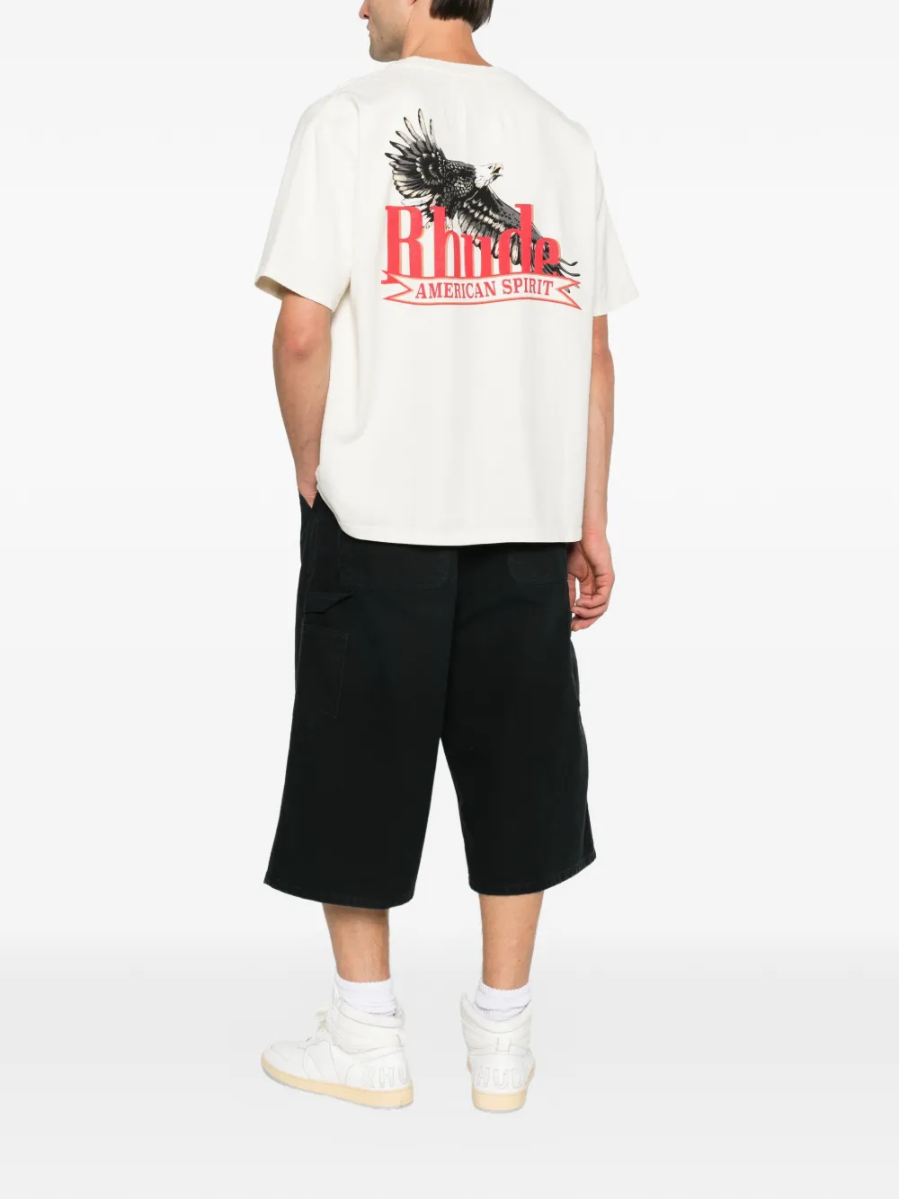 RHUDE American Spirit logo-print pocket T-shirt Beige