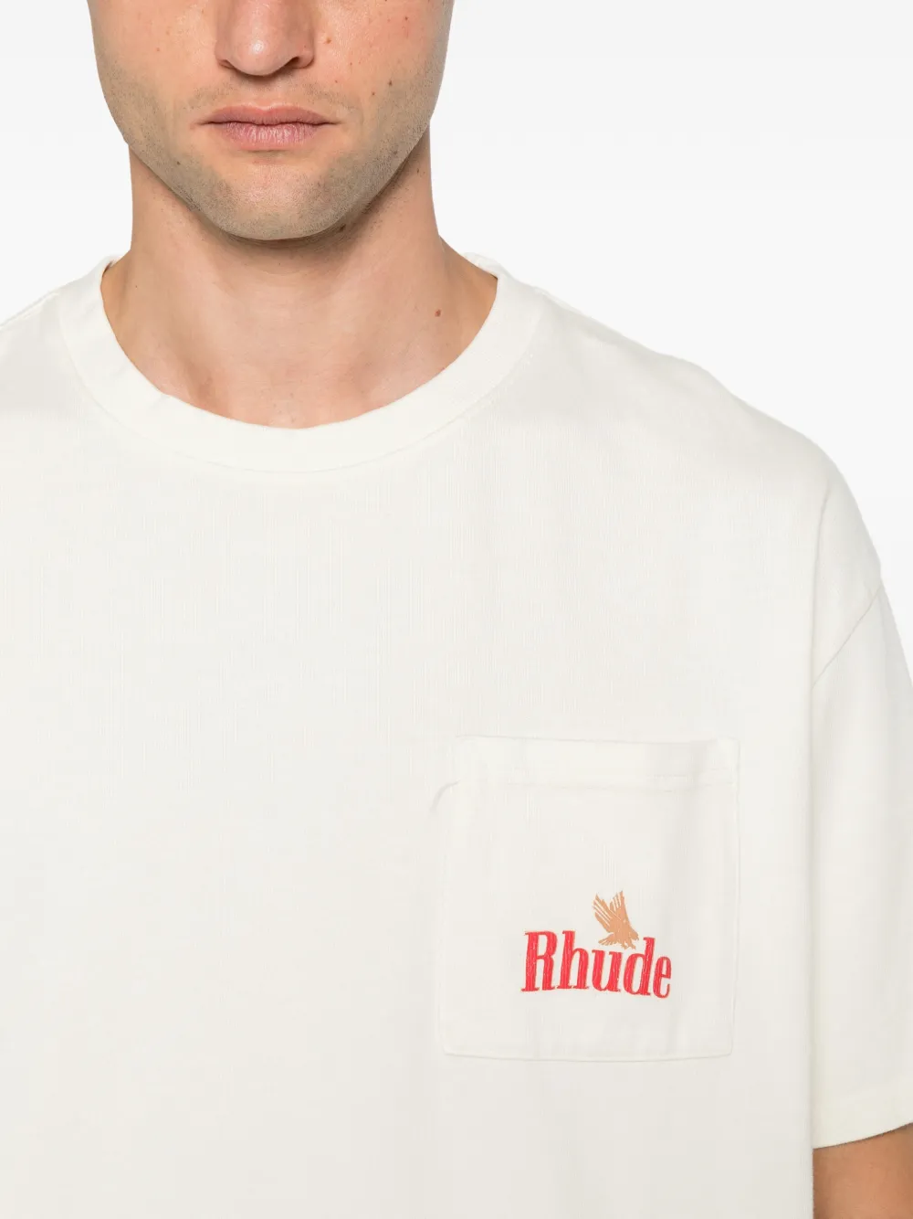 RHUDE American Spirit logo-print pocket T-shirt Beige