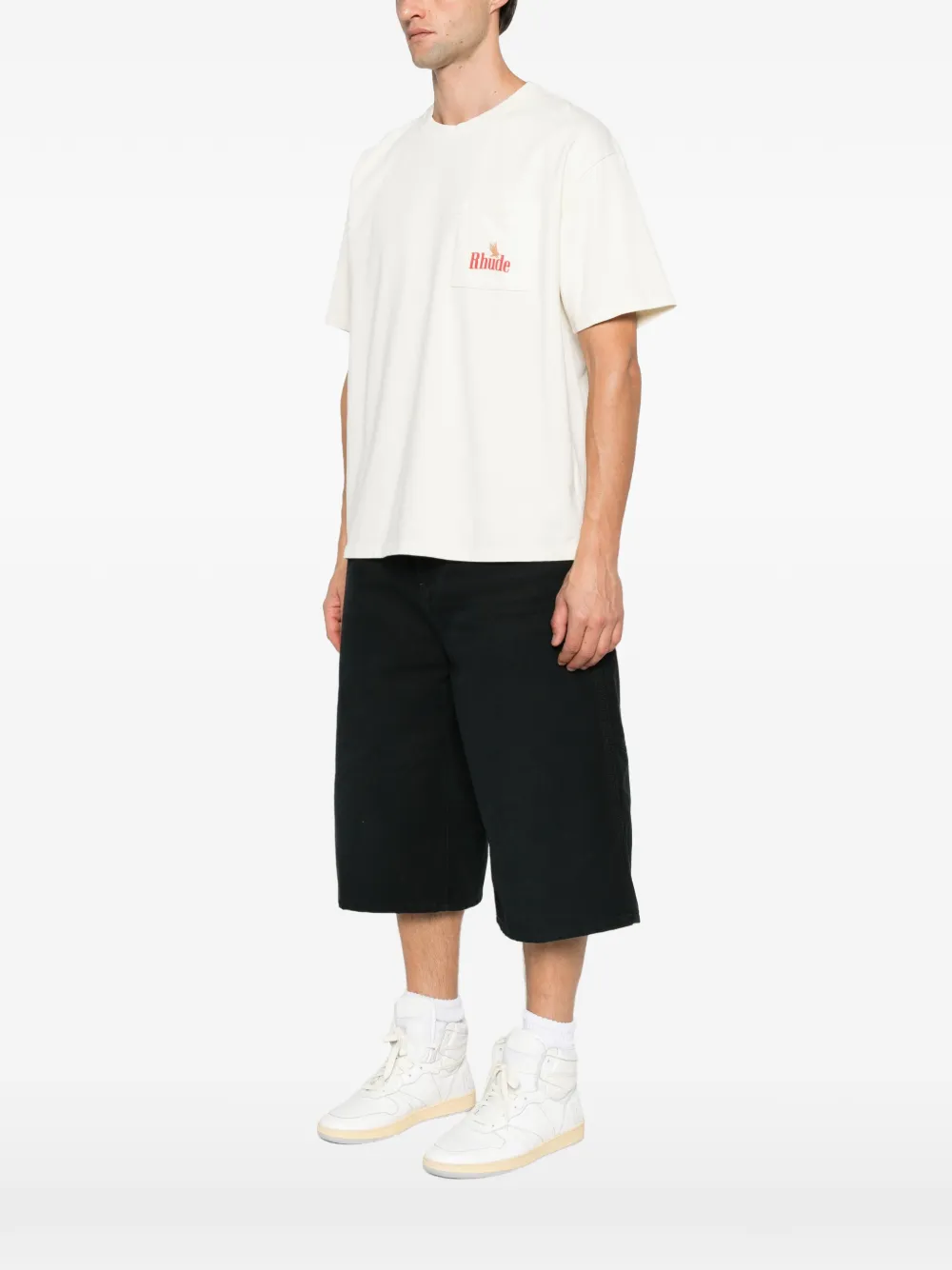 RHUDE American Spirit logo-print pocket T-shirt Beige