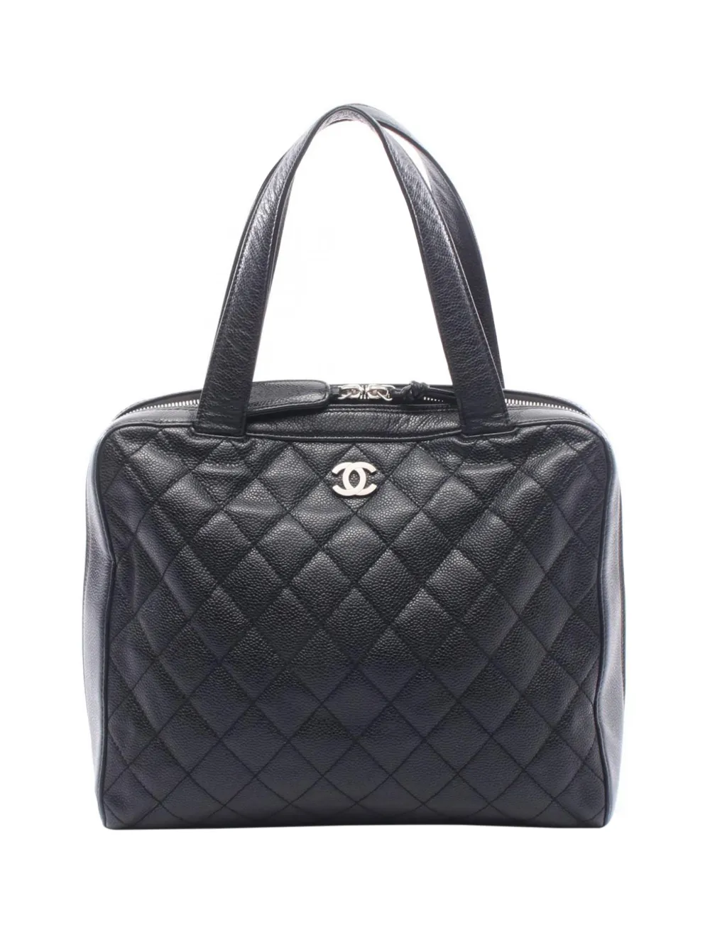 CHANEL Pre-Owned 2000-2002 CC Quilted Caviar Bowler Bag handbag - Nero