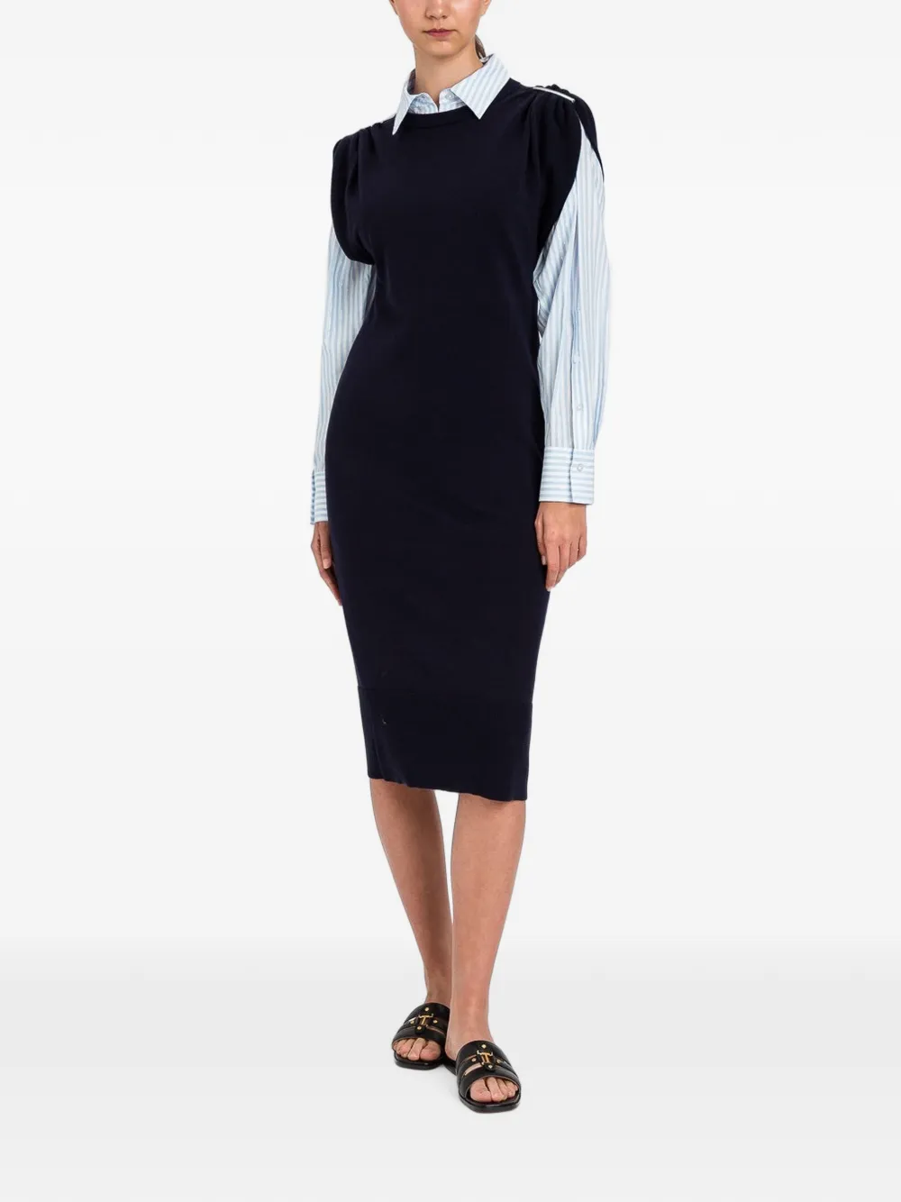 TWINSET gathered-shoulder sleeveless midi dress - Blu