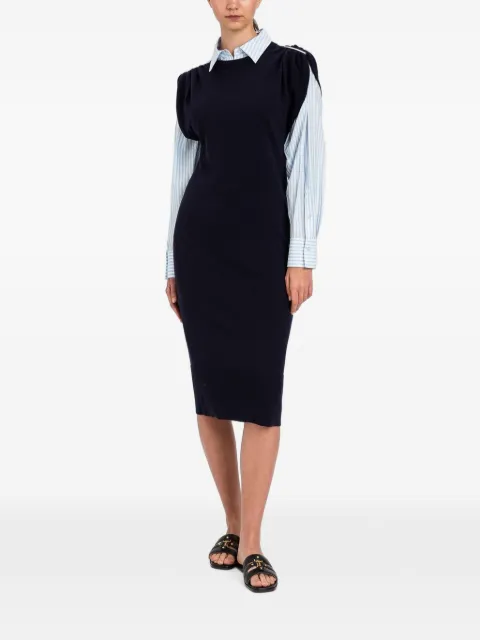 TWINSET vestido midi sin mangas con hombros fruncidos