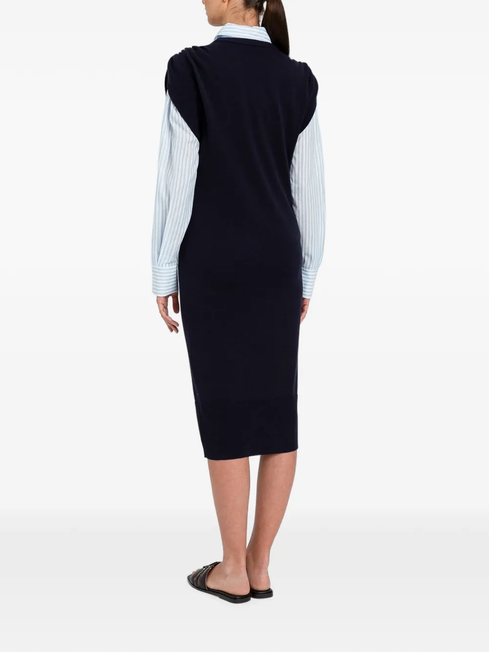 TWINSET Mouwloze midi-jurk met gesmockte schouders Blauw