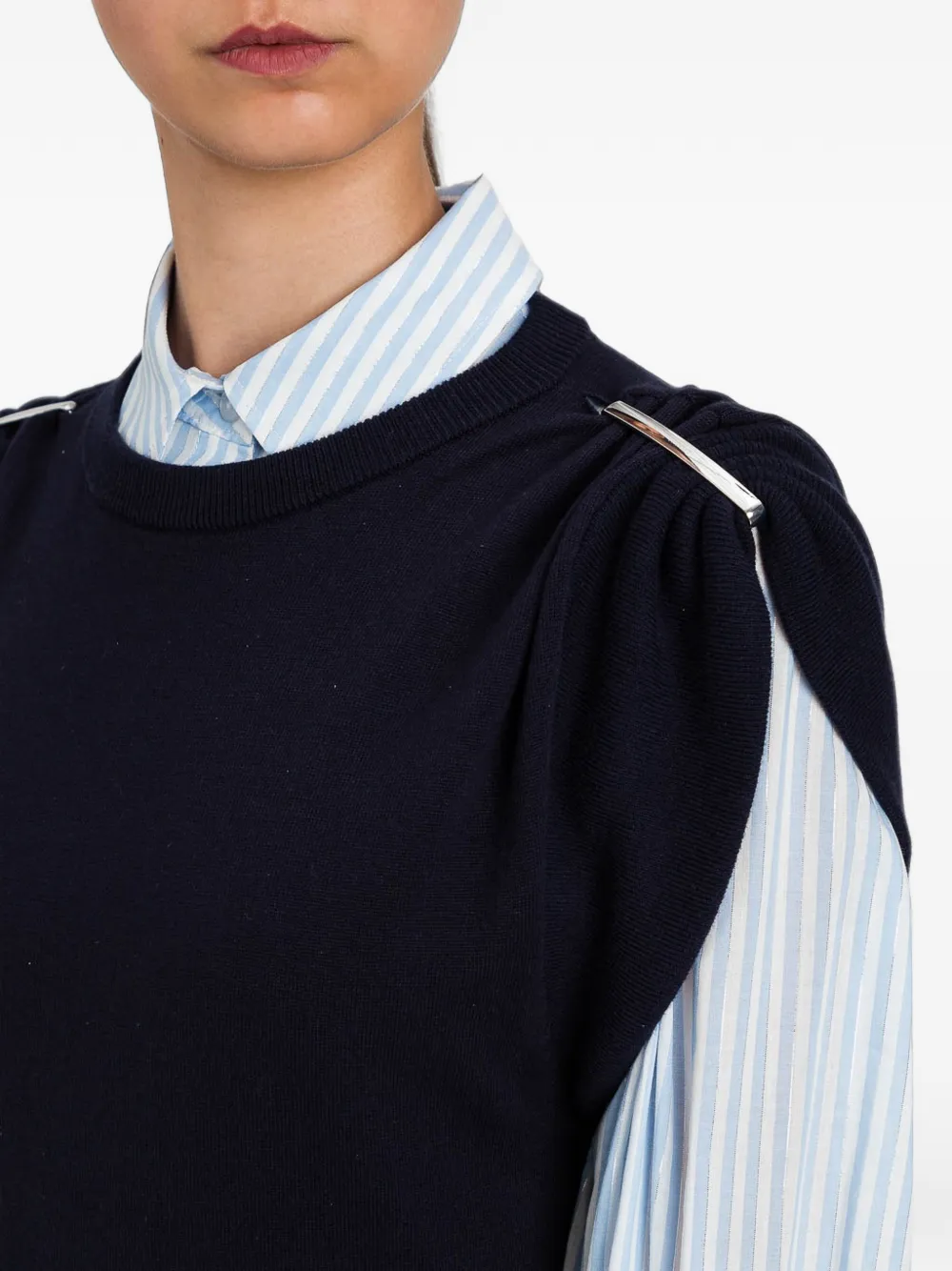 TWINSET Mouwloze midi-jurk met gesmockte schouders Blauw