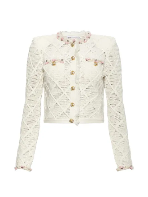 Self-Portrait embellished diamond-knit cardigan
