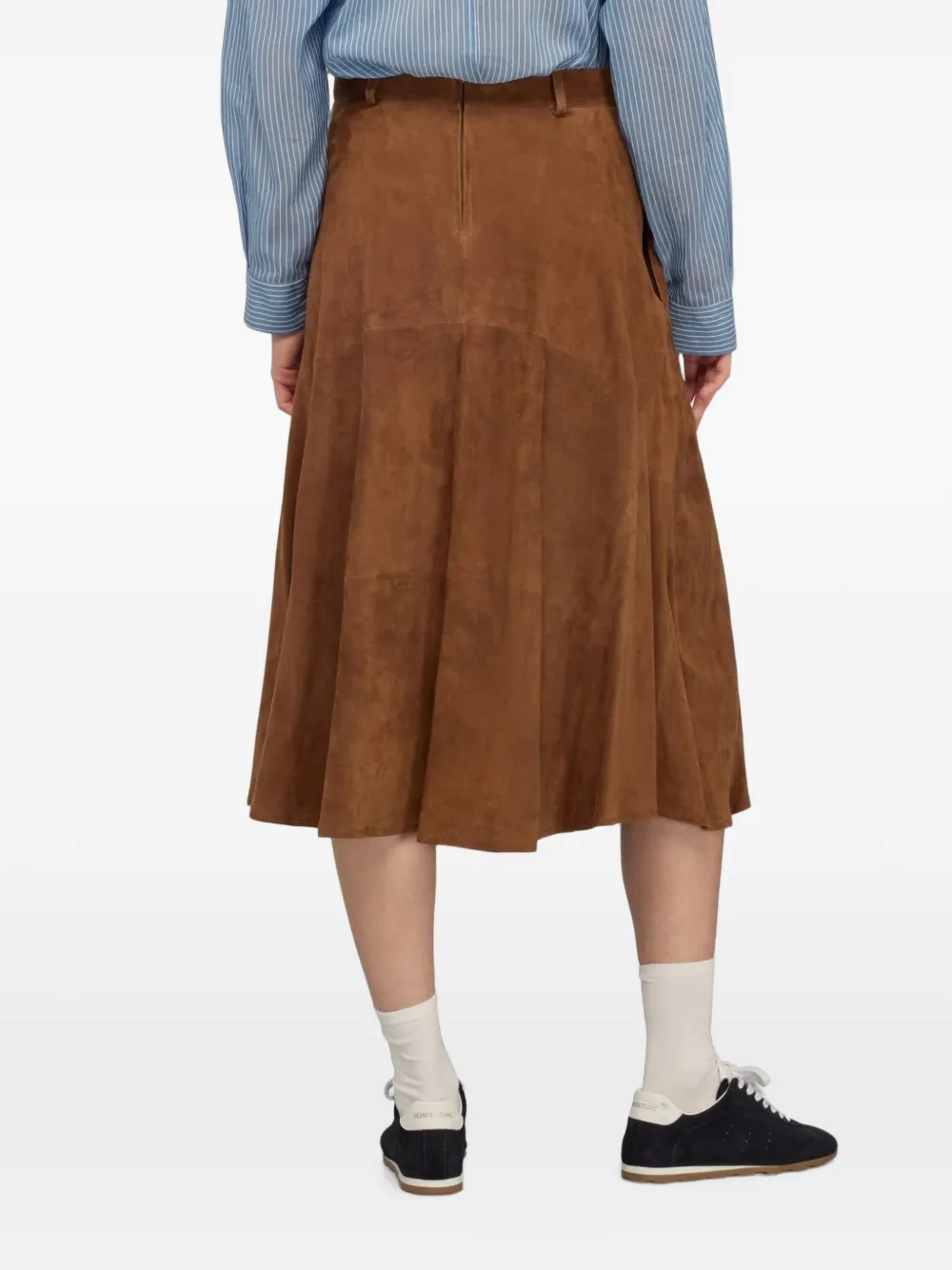 Semicouture Laurencia suède midi-rok met vlakken Bruin